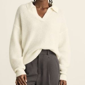 Everlane Alpaca waffle knit polo xxs